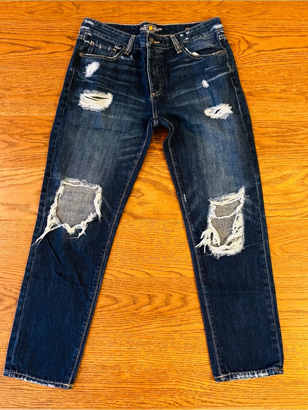 Lucky Brand Sienna Slim Dark Blue Distressed Boyfriend Jeans